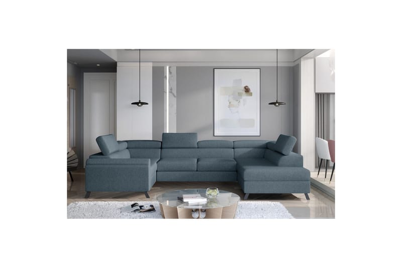 Divaani Eltap Escada 336x200x92 cm - Grande 75, Vihreä, Oikea - Huonekalut - Sohva - Vuodesohva