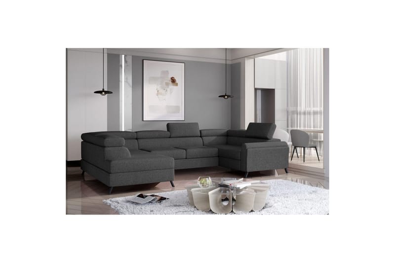 Divaani Eltap Escada 336x200x92 cm - Inari 96, tummanharmaa, Vasen - Huonekalut - Sohva - Vuodesohva