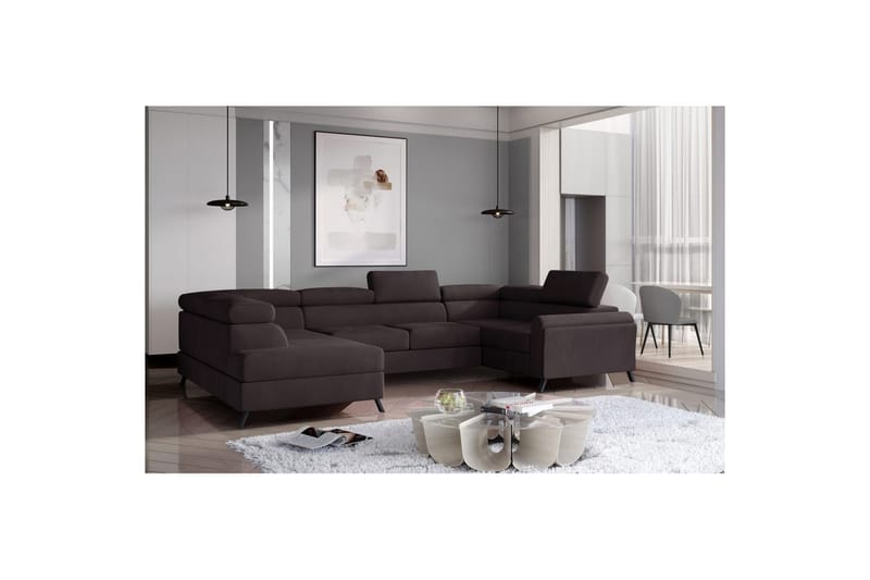 Divaani Eltap Escada 336x200x92 cm - Monoliitti 29, tummanruskea, Vasen - Huonekalut - Sohva - Vuodesohva