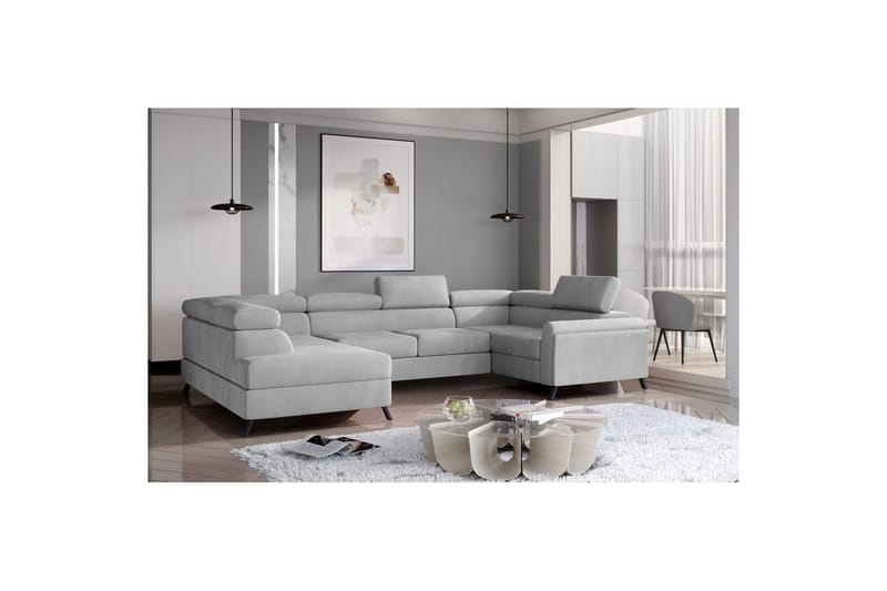 Divaani Eltap Escada 336x200x92 cm - Monolith 84, vaaleanharmaa, Vasen - Huonekalut - Sohva - Vuodesohva