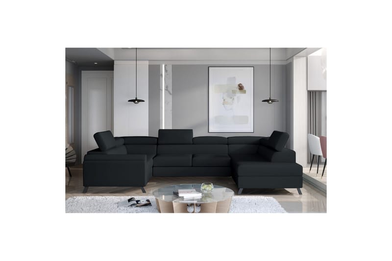 Divaani Eltap Escada 336x200x92 cm - Monolith 97, Tummanharmaa, Oikea - Huonekalut - Sohva - Vuodesohva
