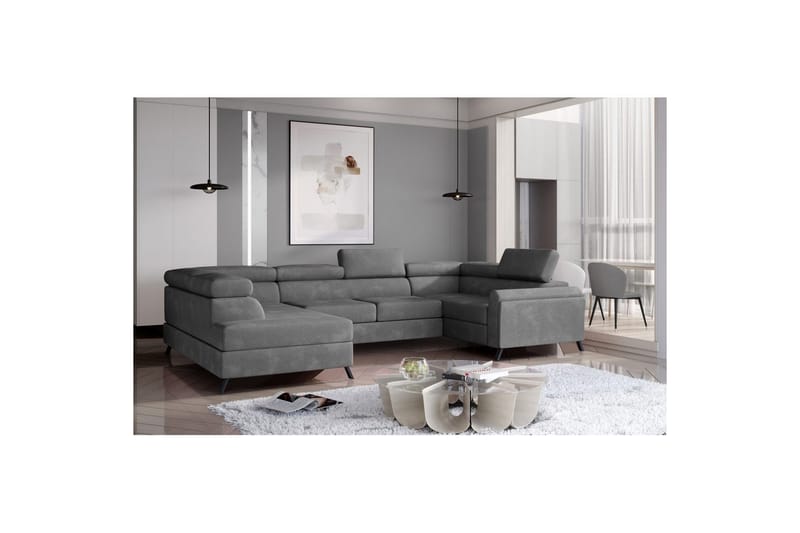 Divaani Eltap Escada 336x200x92 cm - Paros 06, Harmaa, Vasen - Huonekalut - Sohva - Vuodesohva