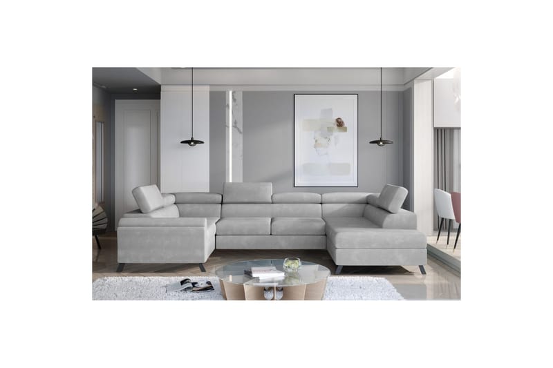 Divaani Eltap Escada 336x200x92 cm - Paros 05, Vaaleanharmaa, Oikea - Huonekalut - Sohva - Vuodesohva