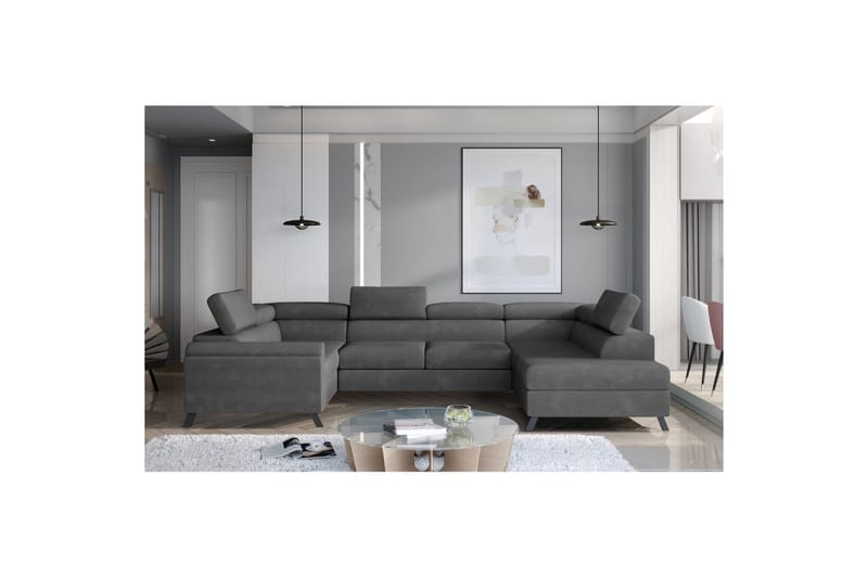Divaani Eltap Escada 336x200x92 cm - Paros 06, Harmaa, Oikea - Huonekalut - Sohva - Vuodesohva