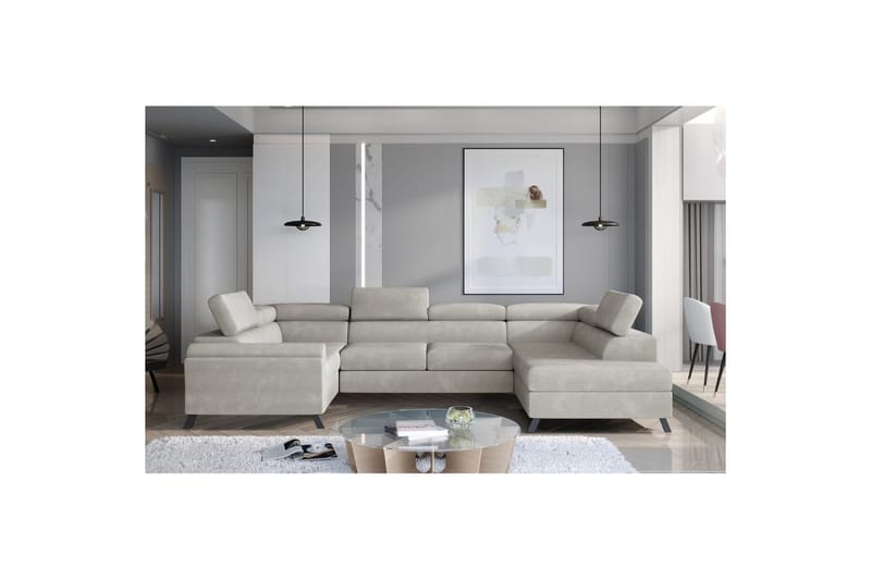 Divaani Eltap Escada 336x200x92 cm - Paros 02, Beige, Oikea - Huonekalut - Sohva - Vuodesohva