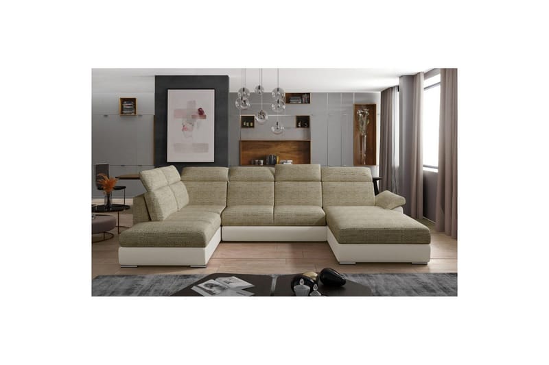 Divaani Eltap Evanell 336x211x102 cm - Berlin 03, Pehmeä 33, Beige, Oikea - Huonekalut - Sohva - Vuodesohva
