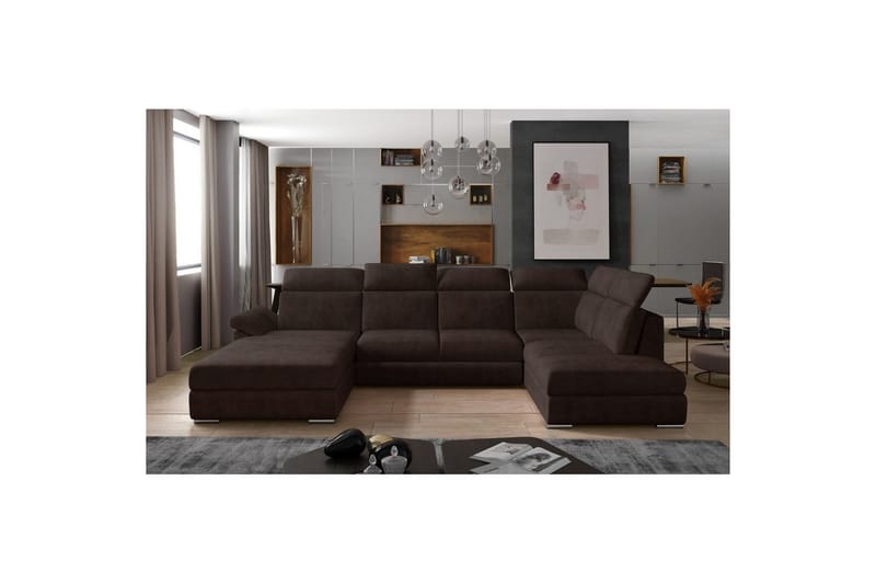 Divaani Eltap Evanell 336x211x102 cm - Dora 28, Tummanruskea, Vasen - Huonekalut - Sohva - Vuodesohva