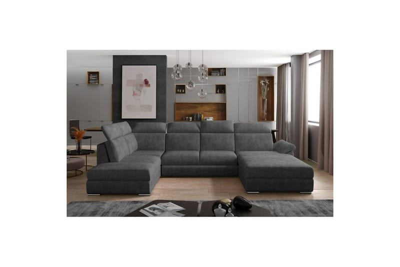 Divaani Eltap Evanell 336x211x102 cm, Dora 96, Musta, Oikea