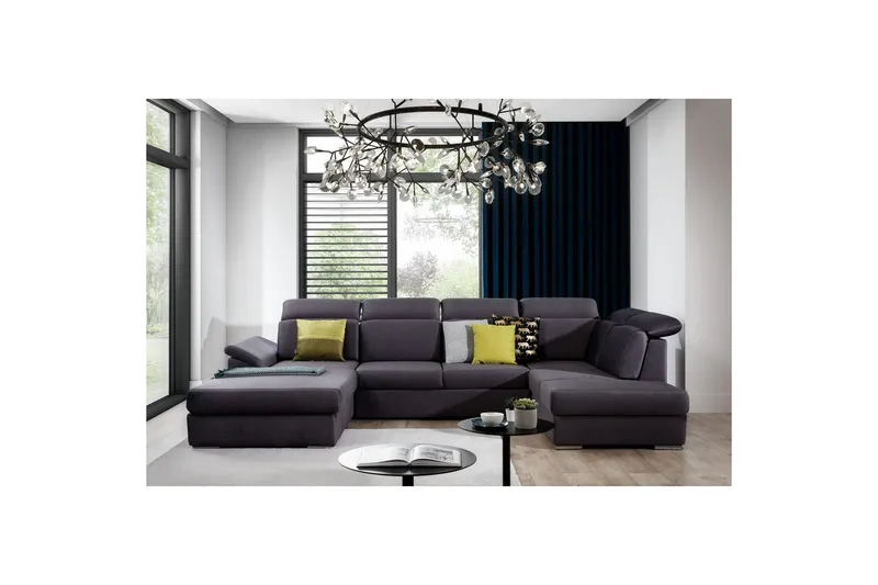 Divaani Eltap Evanell 336x211x102 cm, Monolith 97, Tummanharmaa, Vasen