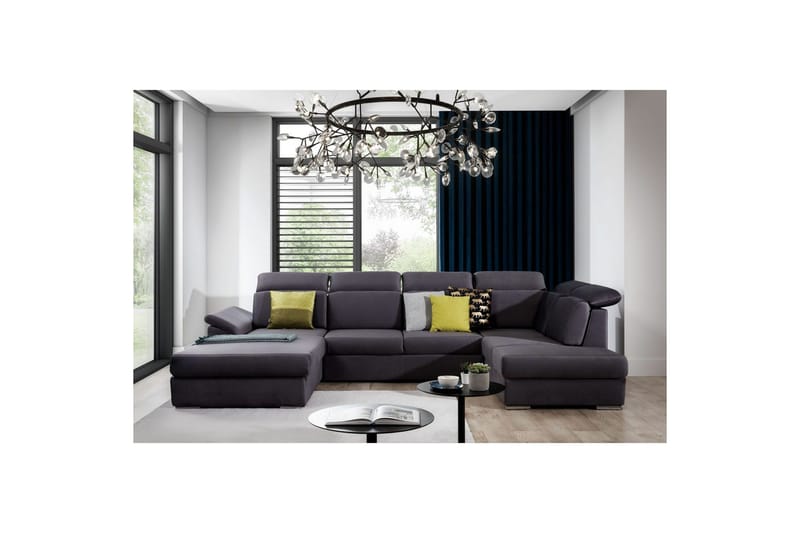 Divaani Eltap Evanell 336x211x102 cm - Monolith 97, Tummanharmaa, Vasen - Huonekalut - Sohva - Vuodesohva