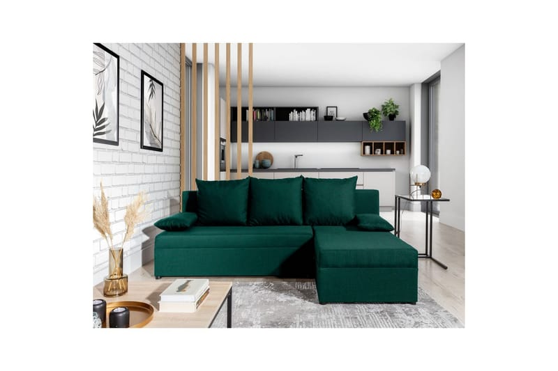 Divaani Eltap Gino 201x143x90 cm - Nube 35, Vihreä - Huonekalut - Sohva - Vuodesohva