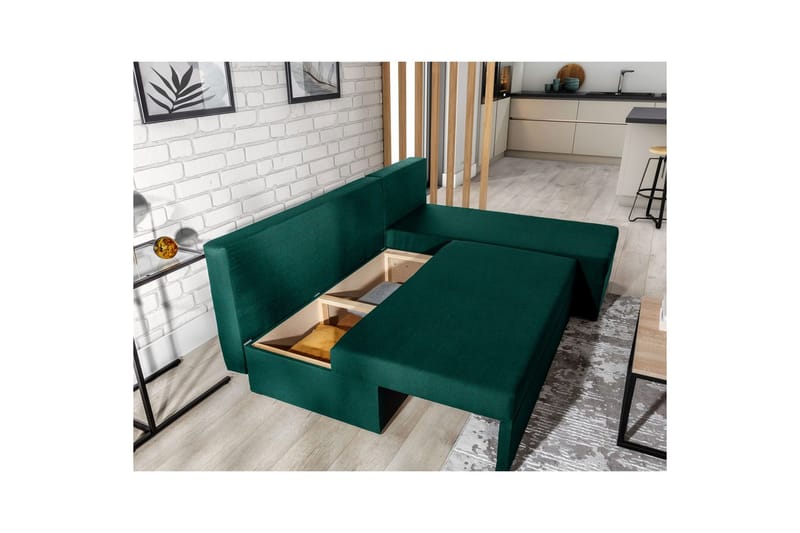 Divaani Eltap Gino 201x143x90 cm - Nube 35, Vihreä - Huonekalut - Sohva - Vuodesohva