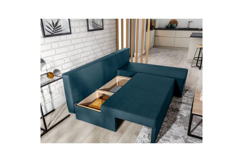 Divaani Eltap Gino 201x143x90 cm - Nube 40, Sininen - Huonekalut - Sohva - Vuodesohva