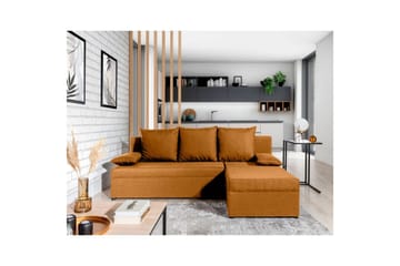 Divaani Eltap Gino 201x143x90 cm - Nube 45, Keltainen - Huonekalut - Sohva - Vuodesohva