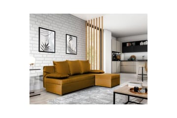 Divaani Eltap Gino 201x143x90 cm - Nube 45, Keltainen - Huonekalut - Sohva - Vuodesohva