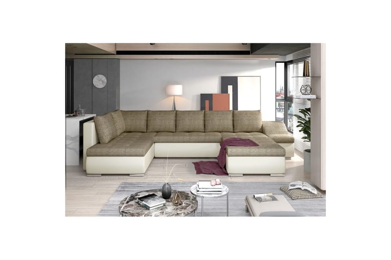 Divaani Eltap Giovanni 351x82x190 cm - Berlin 03, Pehmeä 33, Beige, Oikea - Huonekalut - Sohva - Vuodesohva