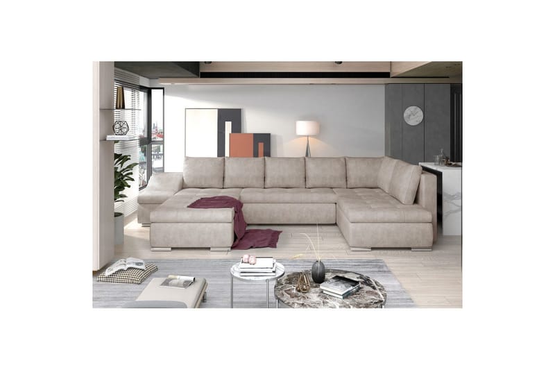Divaani Eltap Giovanni 351x82x190 cm - Dora 21, Beige, Vasen - Huonekalut - Sohva - Vuodesohva