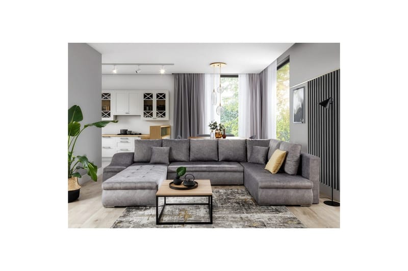 Divaani Eltap Giovanni 351x82x190 cm - Dora 90, Harmaa, Vasen - Huonekalut - Sohva - Vuodesohva