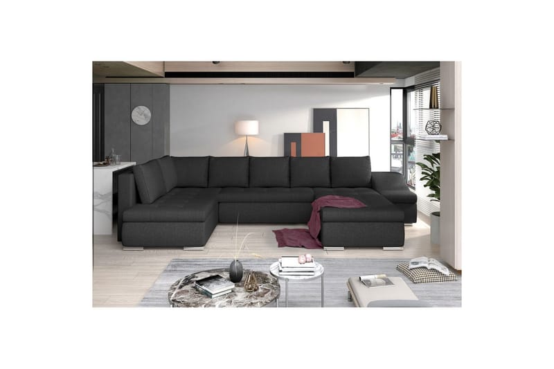 Divaani Eltap Giovanni 351x82x190 cm - Inari 96, tummanharmaa, Oikea - Huonekalut - Sohva - Vuodesohva