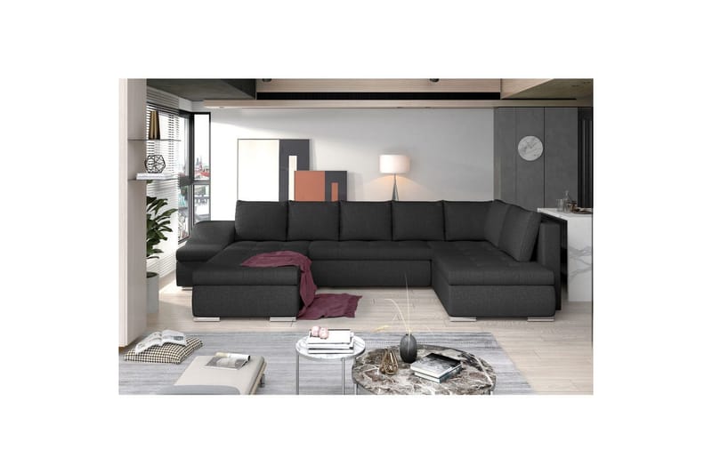 Divaani Eltap Giovanni 351x82x190 cm - Inari 96, tummanharmaa, Vasen - Huonekalut - Sohva - Vuodesohva