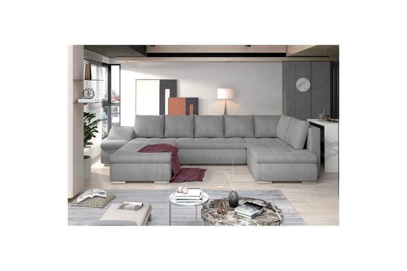 Divaani Eltap Giovanni 351x82x190 cm, Monolith 84, vaaleanharmaa, Vasen