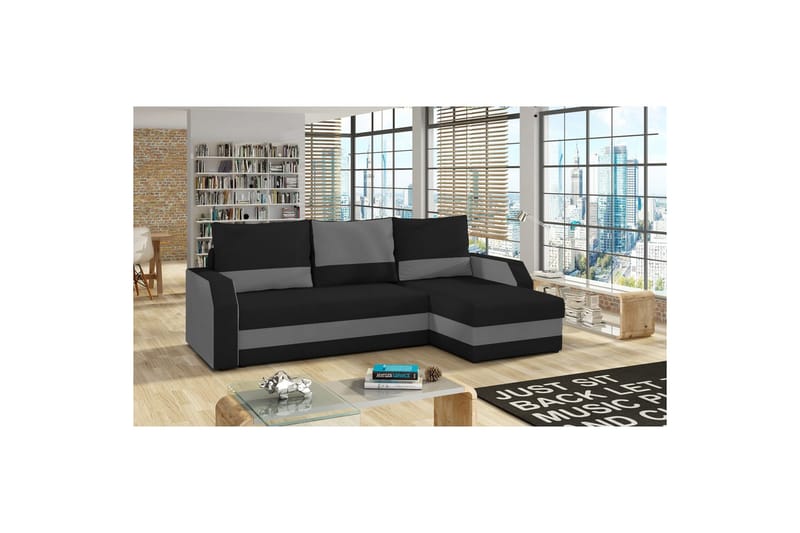 Divaani Eltap Giulio 239x150x86 cm - Alova 04, Alova 36, Musta, Harmaa - Huonekalut - Sohva - Vuodesohva