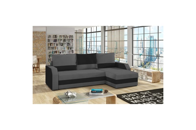 Divaani Eltap Giulio 239x150x86 cm - Alova 36, Alova 04, Harmaa, Musta - Huonekalut - Sohva - Vuodesohva