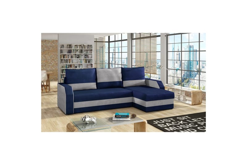 Divaani Eltap Giulio 239x150x86 cm - Kronos 09, Paros 05, tummansininen, vaaleanharmaa - Huonekalut - Sohva - Vuodesohva