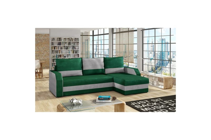 Divaani Eltap Giulio 239x150x86 cm - Kronos 19, Paros 05, Tummanvihreä, Vaaleanharmaa - Huonekalut - Sohva - Vuodesohva