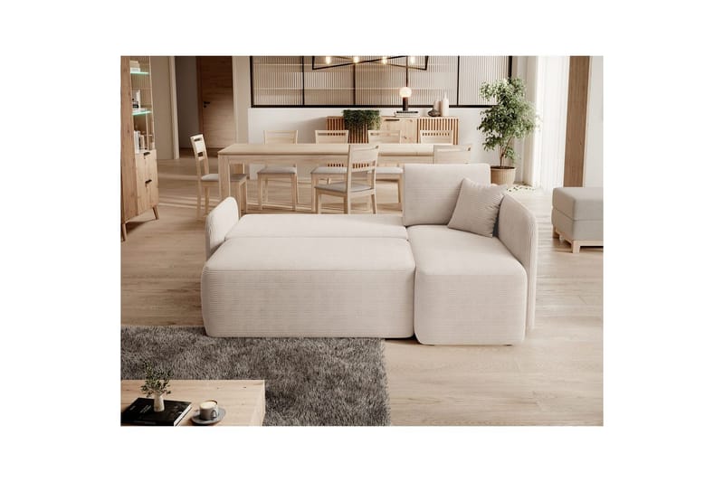 Divaani Eltap Hadson 206x150x89 cm - Jarell 18, vaalea beige, Oikea - Huonekalut - Sohva - Vuodesohva