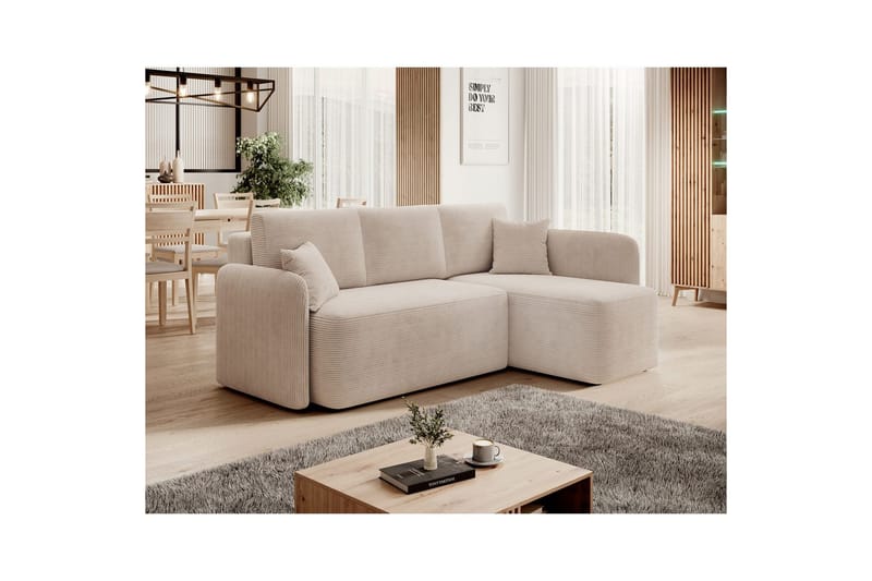 Divaani Eltap Hadson 206x150x89 cm - Jarell 18, vaalea beige, Oikea - Huonekalut - Sohva - Vuodesohva