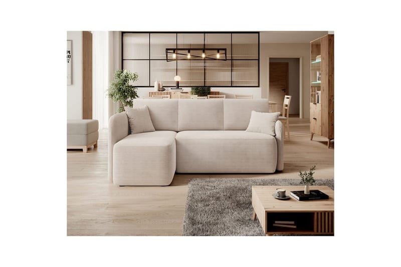 Divaani Eltap Hadson 206x150x89 cm - Jarell 18, vaalea beige, Vasen - Huonekalut - Sohva - Vuodesohva