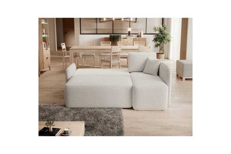 Divaani Eltap Hadson 206x150x89 cm - Royal 01, Valkoinen, Oikea - Huonekalut - Sohva - Vuodesohva