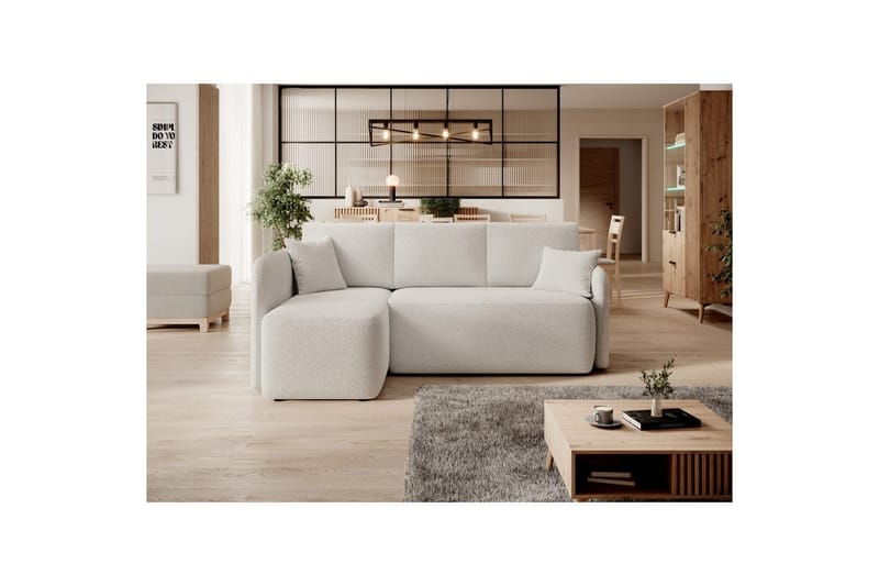 Divaani Eltap Hadson 206x150x89 cm - Royal 01, Valkoinen, Vasen - Huonekalut - Sohva - Vuodesohva