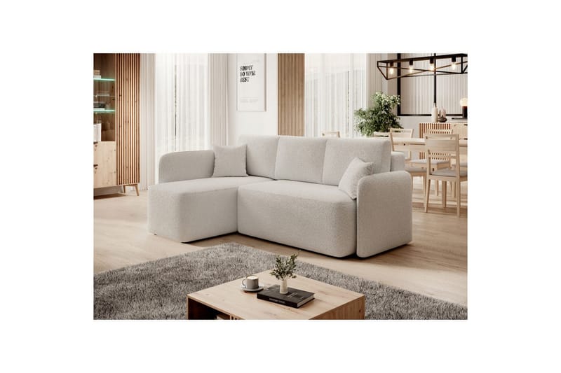 Divaani Eltap Hadson 206x150x89 cm - Royal 01, Valkoinen, Vasen - Huonekalut - Sohva - Vuodesohva