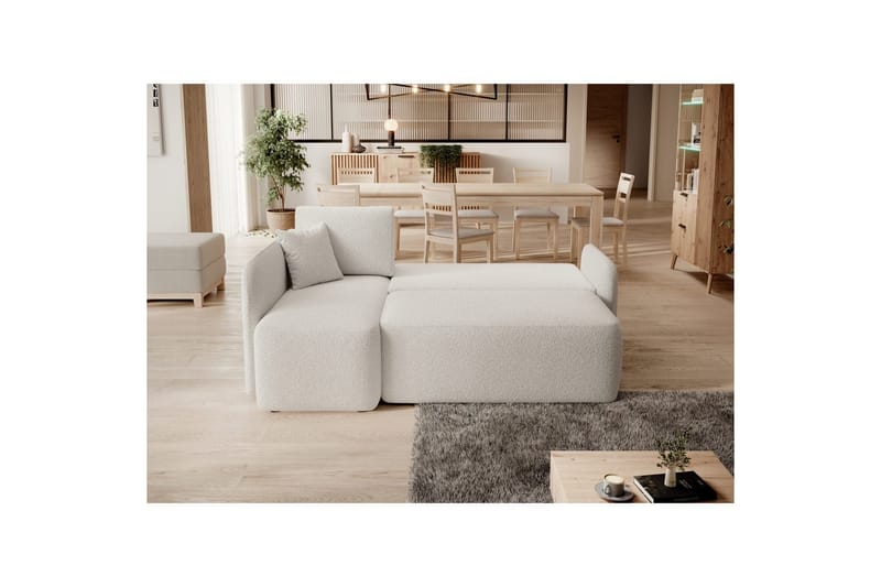 Divaani Eltap Hadson 206x150x89 cm - Royal 01, Valkoinen, Vasen - Huonekalut - Sohva - Vuodesohva
