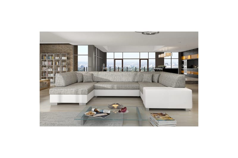 Divaani Eltap Havana 322x204x72 cm - Berlin 01, Pehmeä 17, Harmaa, Valkoinen, Vasen - Huonekalut - Sohva - Vuodesohva