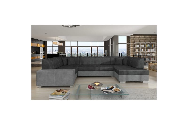 Divaani Eltap Havana 322x204x72 cm, Dora 96, Dora 90, Musta, Harmaa, Oikea
