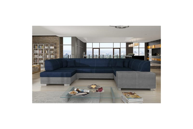 Divaani Eltap Havana 322x204x72 cm - Kronos 09, Paros 05, tummansininen, vaaleanharmaa, Vasen - Huonekalut - Sohva - Vuodesohva