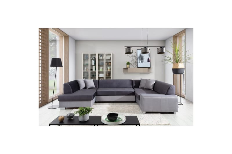 Divaani Eltap Havana 322x204x72 cm - Monolith 97, Monolith 84, Tummanharmaa, Vaaleanharmaa, Vasen - Huonekalut - Sohva - Vuodesohva