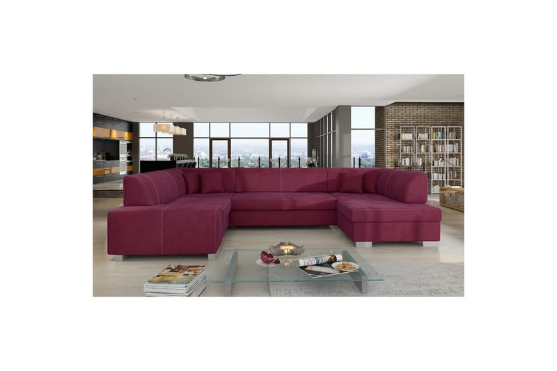 Divaani Eltap Isloren 322x204x72 cm - Mat Velvet 68, Punainen, Oikea - Huonekalut - Sohva - Vuodesohva