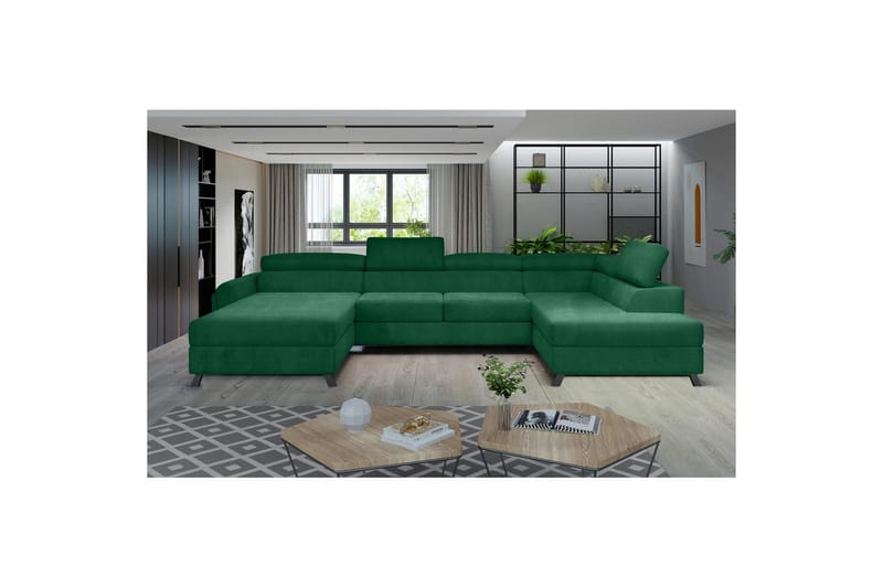 Divaani Eltap Josette 360x200x92 cm - Kronos 19, Tummanvihreä, Oikea - Huonekalut - Sohva - Vuodesohva