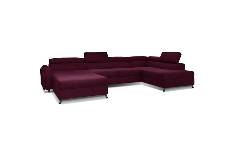 Divaani Eltap Josette 360x200x92 cm - Mat Velvet 68, Punainen, Oikea - Huonekalut - Sohva - Vuodesohva