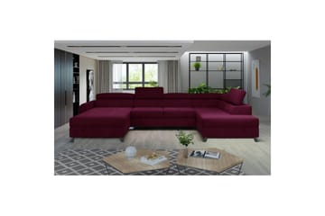Divaani Eltap Josette 360x200x92 cm - Mat Velvet 68, Punainen, Oikea - Huonekalut - Sohva - Vuodesohva