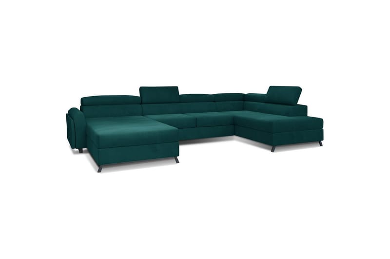 Divaani Eltap Josette 360x200x92 cm, Mat Velvet 75, Vihreä, Oikea