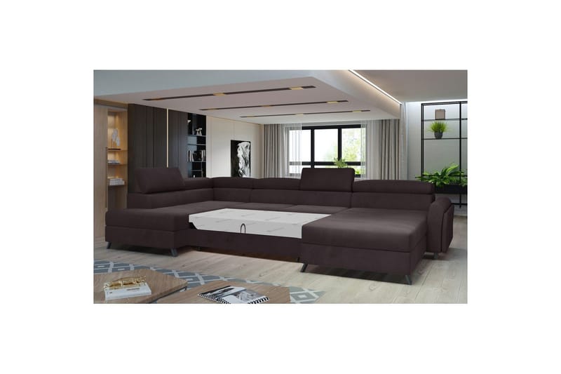 Divaani Eltap Josette 360x200x92 cm - Monoliitti 29, Tumma ruskea, Vasen - Huonekalut - Sohva - Vuodesohva