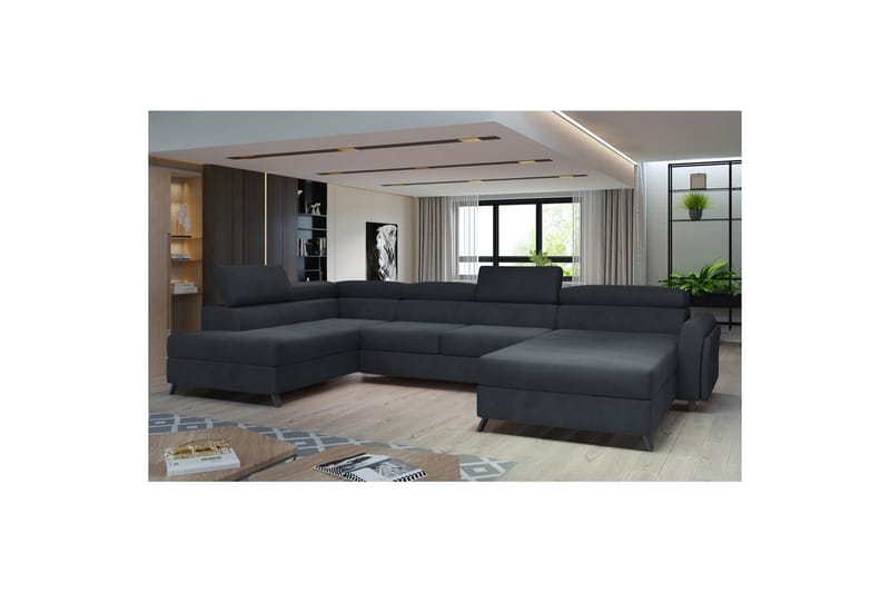 Divaani Eltap Josette 360x200x92 cm - Monolith 97, Tummanharmaa, Vasen - Huonekalut - Sohva - Vuodesohva