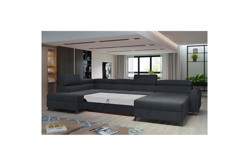 Divaani Eltap Josette 360x200x92 cm - Monolith 97, Tummanharmaa, Vasen - Huonekalut - Sohva - Vuodesohva