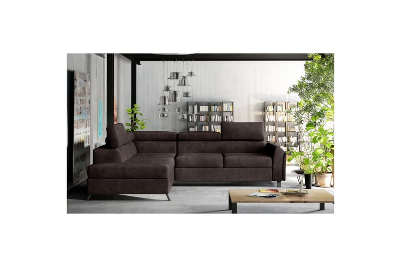 Divaani Eltap Kairos 265x200x92 cm, Dora 28, Tummanruskea, Vasen