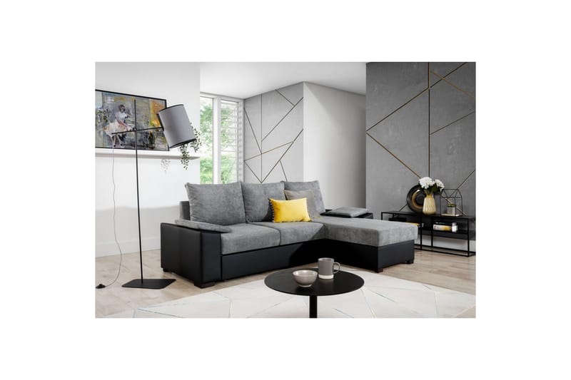 Divaani Eltap Letto 245x160x90 cm, Omega 13, Soft 11, harmaa, musta
